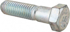 Made in USA - 9/16-12 UNC, 2-1/4" Length Under Head Hex Head Cap Screw - Partially Threaded, Grade 5 Steel, Zinc-Plated Finish, 13/16" Hex - Americas Industrial Supply