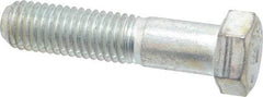 Made in USA - 9/16-12 UNC, 2-1/2" Length Under Head Hex Head Cap Screw - Partially Threaded, Grade 5 Steel, Zinc-Plated Finish, 13/16" Hex - Americas Industrial Supply