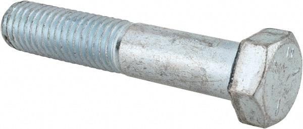 Made in USA - 9/16-12 UNC, 3" Length Under Head Hex Head Cap Screw - Partially Threaded, Grade 5 Steel, Zinc-Plated Finish, 13/16" Hex - Americas Industrial Supply