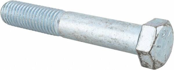 Made in USA - 9/16-12 UNC, 3-1/2" Length Under Head Hex Head Cap Screw - Partially Threaded, Grade 5 Steel, Zinc-Plated Finish, 13/16" Hex - Americas Industrial Supply
