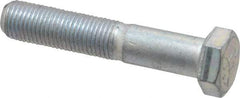 Made in USA - 3/8-24 UNF, 2" Length Under Head Hex Head Cap Screw - Partially Threaded, Grade 5 Steel, Zinc-Plated Finish, 9/16" Hex - Americas Industrial Supply