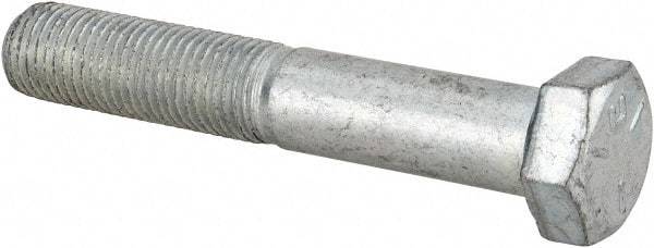 Made in USA - 3/8-24 UNF, 2-1/4" Length Under Head Hex Head Cap Screw - Partially Threaded, Grade 5 Steel, Zinc-Plated Finish, 9/16" Hex - Americas Industrial Supply