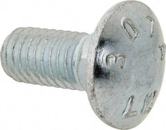 Value Collection - 7/16-14 UNC 1" Length Under Head, Standard Square Neck, Carriage Bolt - Grade 2 Steel, Zinc-Plated Finish - Americas Industrial Supply