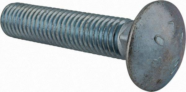 Value Collection - 1/2-13 UNC 2-1/2" Length Under Head, Standard Square Neck, Carriage Bolt - Grade 2 Steel, Zinc-Plated Finish - Americas Industrial Supply