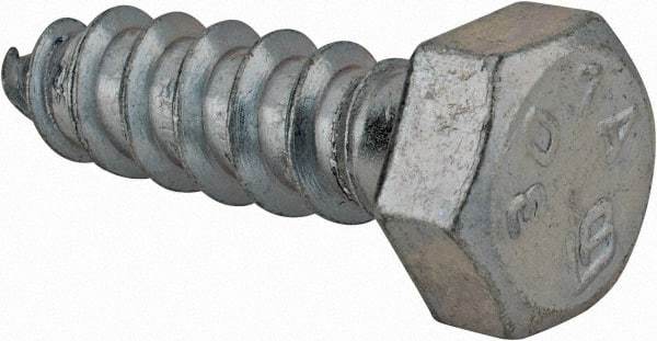 Value Collection - 3/8" Screw, 1-1/4" Length Under Head, Steel, Hex Head Lag Screw - Zinc Plated, Grade 2 - Americas Industrial Supply
