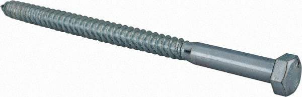 Value Collection - 1/2" Screw, 8" Length Under Head, Steel, Hex Head Lag Screw - Zinc Plated, Grade 2 - Americas Industrial Supply