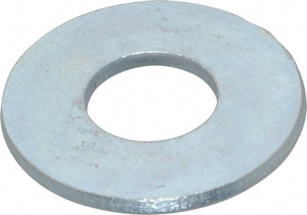 Value Collection - 1" Screw, Steel USS Flat Washer - 1-1/16" ID x 2-1/2" OD, 0.1719" Thick, Zinc-Plated Finish - Americas Industrial Supply