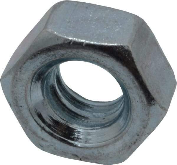 Value Collection - 1/4-20 UNC Steel Right Hand Hex Nut - 7/16" Across Flats, 0.2188" High, Zinc-Plated Finish - Americas Industrial Supply