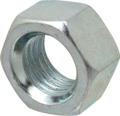 Value Collection - 1-8 UNC Steel Right Hand Hex Nut - 1-1/2" Across Flats, 0.8594" High, Zinc-Plated Finish - Americas Industrial Supply