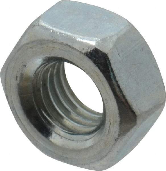 Value Collection - 1/4-28 UNF Steel Right Hand Hex Nut - 7/16" Across Flats, 0.2188" High, Zinc-Plated Finish - Americas Industrial Supply