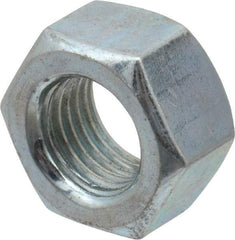 Value Collection - 7/16-20 UNF Steel Right Hand Hex Nut - 11/16" Across Flats, 3/8" High, Zinc-Plated Finish - Americas Industrial Supply