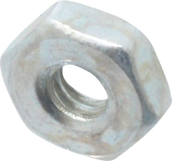 Value Collection - #2-56 UNC Steel Right Hand Machine Screw Hex Nut - 3/16" Across Flats, 1/16" High, Zinc Clear Finish - Americas Industrial Supply