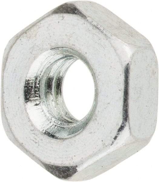 Value Collection - #8-32 UNC Steel Right Hand Machine Screw Hex Nut - 11/32" Across Flats, 1/8" High, Zinc-Plated Finish - Americas Industrial Supply