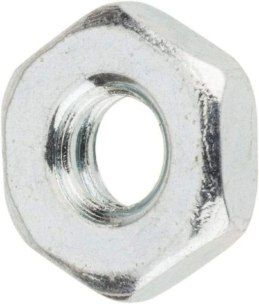 Value Collection - #10-24 UNC Steel Right Hand Machine Screw Hex Nut - 3/8" Across Flats, 1/8" High, Zinc-Plated Finish - Americas Industrial Supply