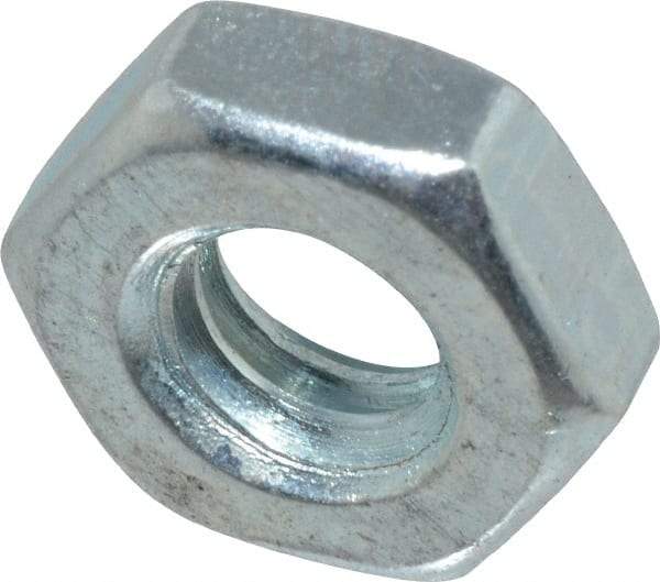 Value Collection - 1/4-20 UNC Steel Right Hand Hex Jam Nut - 7/16" Across Flats, 0.1563" High, Zinc-Plated Finish - Americas Industrial Supply