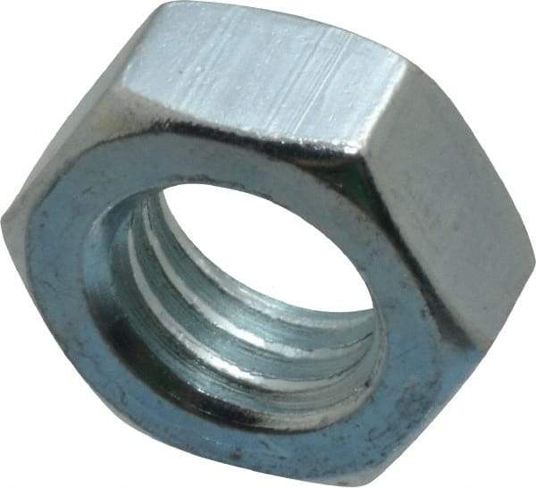 Value Collection - 1/2-13 UNC Steel Right Hand Hex Jam Nut - 3/4" Across Flats, 5/16" High, Zinc-Plated Finish - Americas Industrial Supply