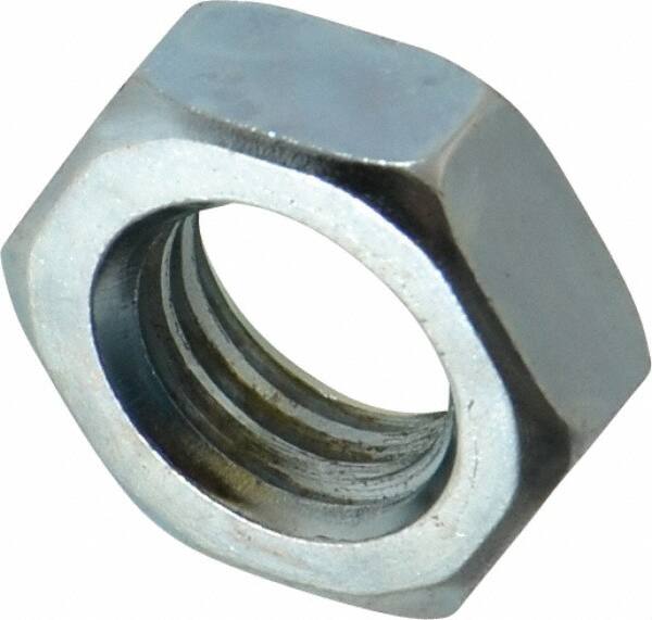 Value Collection - 9/16-12 UNC Steel Right Hand Hex Jam Nut - 7/16" Across Flats, 5/16" High, Zinc-Plated Finish - Americas Industrial Supply