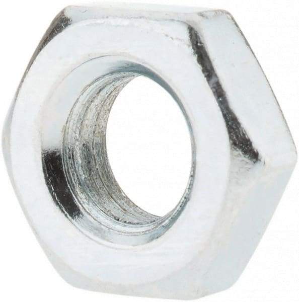 Value Collection - 1/4-28 UNF Steel Right Hand Hex Jam Nut - 7/16" Across Flats, 0.1563" High, Zinc-Plated Finish - Americas Industrial Supply