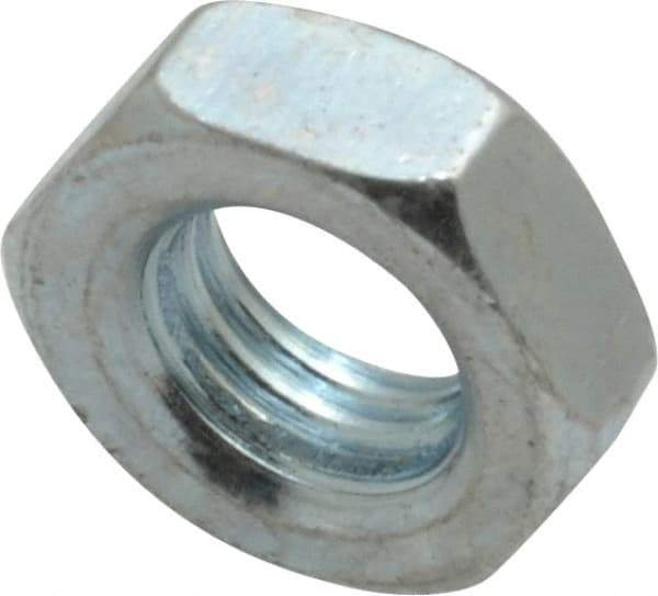 Value Collection - 5/16-24 UNF Steel Right Hand Hex Jam Nut - 1/2" Across Flats, 3/16" High, Zinc-Plated Finish - Americas Industrial Supply