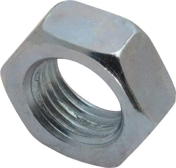 Value Collection - 1/2-20 UNF Steel Right Hand Hex Jam Nut - 3/4" Across Flats, 5/16" High, Zinc-Plated Finish - Americas Industrial Supply