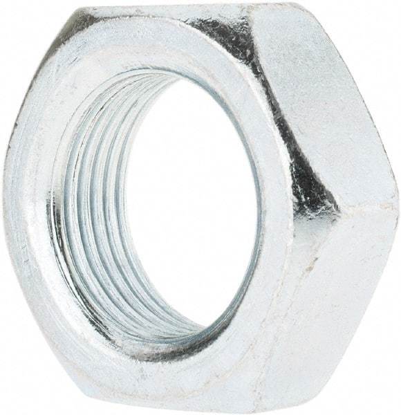 Value Collection - 1-14 UNF Steel Right Hand Hex Jam Nut - 1-1/2" Across Flats, 0.5469" High, Zinc-Plated Finish - Americas Industrial Supply