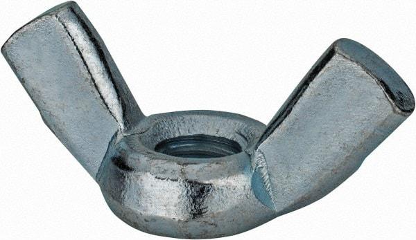 Value Collection - 7/16-14 UNC, Zinc Plated, Steel Standard Wing Nut - 1.94" Wing Span, 1" Wing Span - Americas Industrial Supply