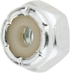 Value Collection - #6-32 UNC Grade 2 Hex Lock Nut with Nylon Insert - 5/16" Width Across Flats, 3/16" High, Zinc-Plated Finish - Americas Industrial Supply