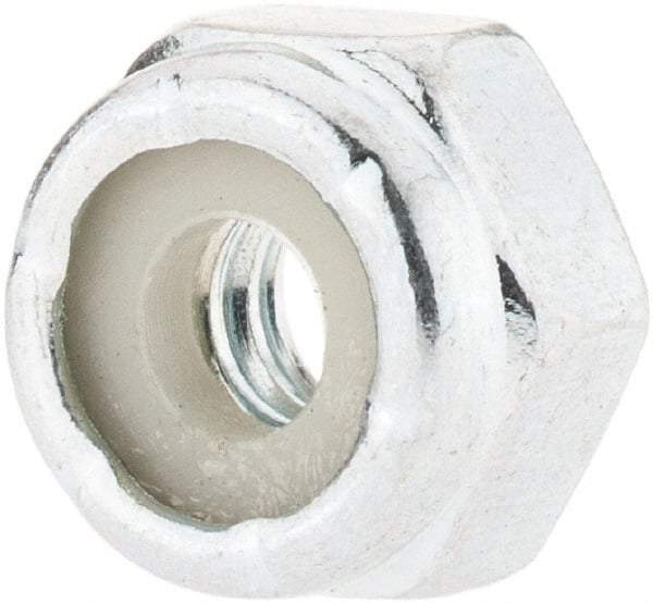 Value Collection - #10-24 UNC Grade 2 Hex Lock Nut with Nylon Insert - 3/8" Width Across Flats, 1/4" High, Zinc-Plated Finish - Americas Industrial Supply