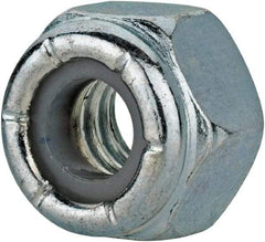 Value Collection - 1/4-20 UNC Grade 2 Hex Lock Nut with Nylon Insert - 7/16" Width Across Flats, 19/64" High, Zinc-Plated Finish - Americas Industrial Supply