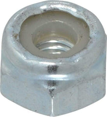 Value Collection - #10-32 UNF Grade 2 Hex Lock Nut with Nylon Insert - 3/8" Width Across Flats, 1/4" High, Zinc-Plated Finish - Americas Industrial Supply