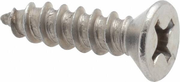 Value Collection - #14 Flat Head Phillips Sheet Metal Screw - Stainless Steel, 1" OAL, Grade 18-8 - Americas Industrial Supply