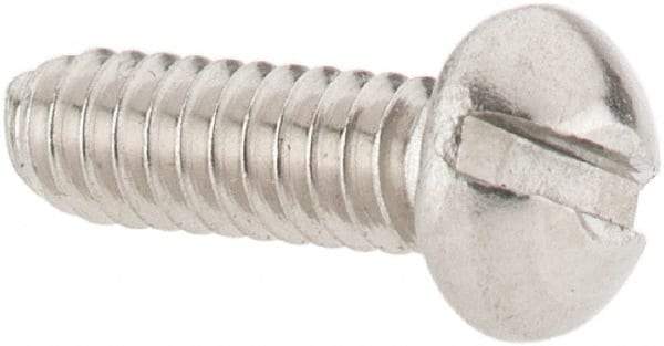 Value Collection - #4-40 UNC, 3/8" Length Under Head Slotted Drive Machine Screw - Round Head, Grade 18-8 Stainless Steel, Uncoated, Without Washer - Americas Industrial Supply