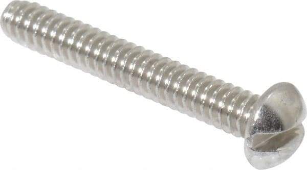 Value Collection - #4-40 UNC, 3/4" Length Under Head Slotted Drive Machine Screw - Round Head, Grade 18-8 Stainless Steel, Uncoated, Without Washer - Americas Industrial Supply
