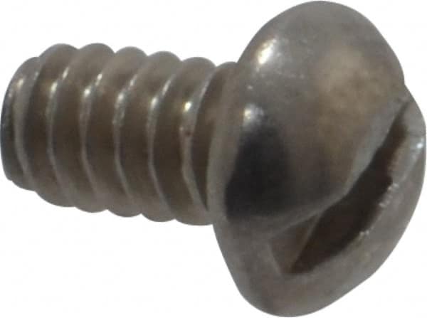 Value Collection - #6-32 UNC, 1/4" Length Under Head Slotted Drive Machine Screw - Round Head, Grade 18-8 Stainless Steel, Uncoated, Without Washer - Americas Industrial Supply