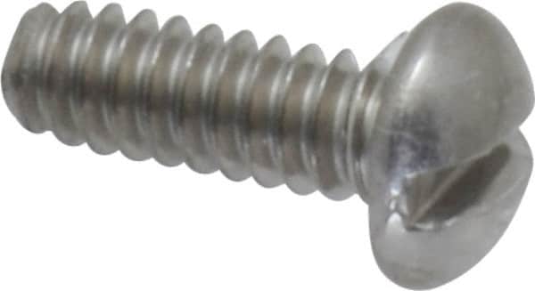 Value Collection - #6-32 UNC, 3/8" Length Under Head Slotted Drive Machine Screw - Round Head, Grade 18-8 Stainless Steel, Uncoated, Without Washer - Americas Industrial Supply