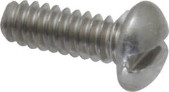 Value Collection - #6-32 UNC, 3/8" Length Under Head Slotted Drive Machine Screw - Round Head, Grade 18-8 Stainless Steel, Uncoated, Without Washer - Americas Industrial Supply