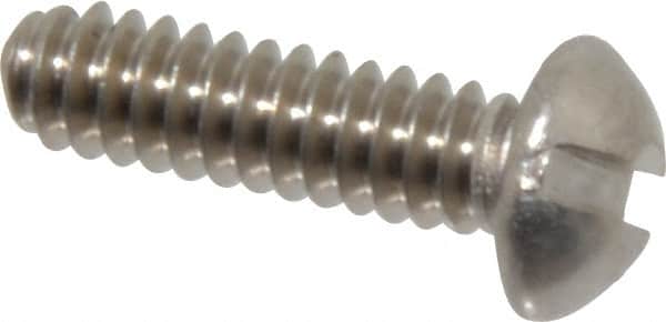 Value Collection - #6-32 UNC, 1/2" Length Under Head Slotted Drive Machine Screw - Round Head, Grade 18-8 Stainless Steel, Uncoated, Without Washer - Americas Industrial Supply