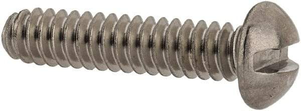 Value Collection - #6-32 UNC, 5/8" Length Under Head Slotted Drive Machine Screw - Round Head, Grade 18-8 Stainless Steel, Uncoated, Without Washer - Americas Industrial Supply