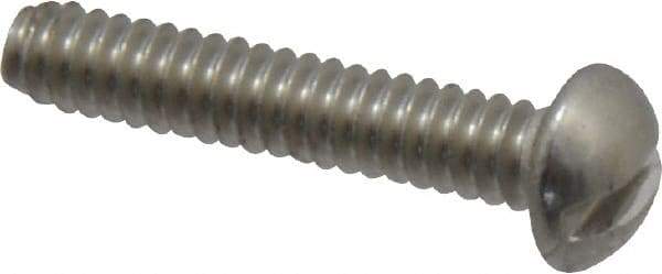 Value Collection - #6-32 UNC, 3/4" Length Under Head Slotted Drive Machine Screw - Round Head, Grade 18-8 Stainless Steel, Uncoated, Without Washer - Americas Industrial Supply