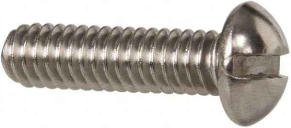 Value Collection - #8-32 UNC, 5/8" Length Under Head Slotted Drive Machine Screw - Round Head, Grade 18-8 Stainless Steel, Uncoated, Without Washer - Americas Industrial Supply