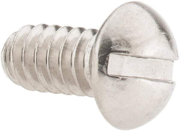 Value Collection - #10-24 UNC, 3/8" Length Under Head Slotted Drive Machine Screw - Round Head, Grade 18-8 Stainless Steel, Uncoated, Without Washer - Americas Industrial Supply
