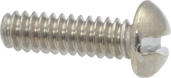 Value Collection - #10-24 UNC, 5/8" Length Under Head Slotted Drive Machine Screw - Round Head, Grade 18-8 Stainless Steel, Uncoated, Without Washer - Americas Industrial Supply