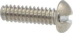 Value Collection - #10-24 UNC, 5/8" Length Under Head Slotted Drive Machine Screw - Round Head, Grade 18-8 Stainless Steel, Uncoated, Without Washer - Americas Industrial Supply