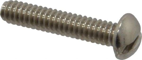 Value Collection - #10-24 UNC, 1" Length Under Head Slotted Drive Machine Screw - Round Head, Grade 18-8 Stainless Steel, Uncoated, Without Washer - Americas Industrial Supply
