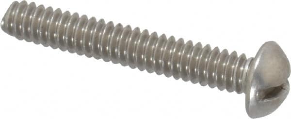 Value Collection - #10-24 UNC, 1-1/4" Length Under Head Slotted Drive Machine Screw - Round Head, Grade 18-8 Stainless Steel, Uncoated, Without Washer - Americas Industrial Supply