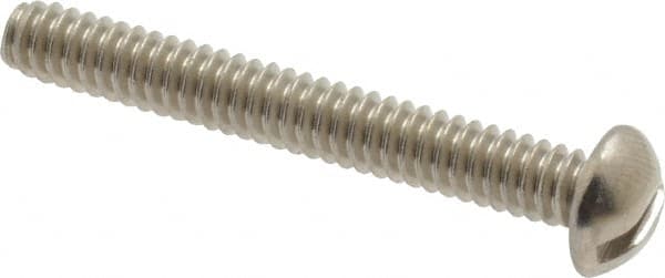 Value Collection - #10-24 UNC, 1-1/2" Length Under Head Slotted Drive Machine Screw - Round Head, Grade 18-8 Stainless Steel, Uncoated, Without Washer - Americas Industrial Supply