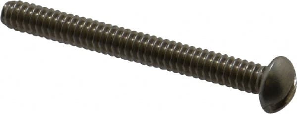 Value Collection - #10-24 UNC, 1-3/4" Length Under Head Slotted Drive Machine Screw - Round Head, Grade 18-8 Stainless Steel, Uncoated, Without Washer - Americas Industrial Supply