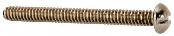 Value Collection - #10-24 UNC, 2" Length Under Head Slotted Drive Machine Screw - Round Head, Grade 18-8 Stainless Steel, Uncoated, Without Washer - Americas Industrial Supply