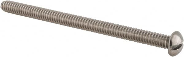 Value Collection - #10-24 UNC, 3" Length Under Head Slotted Drive Machine Screw - Round Head, Grade 18-8 Stainless Steel, Uncoated, Without Washer - Americas Industrial Supply