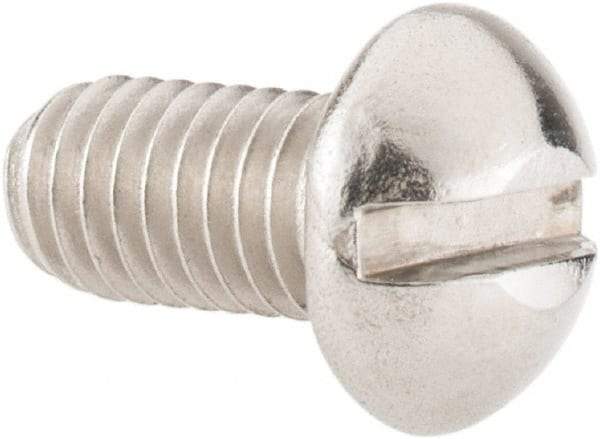 Value Collection - #10-32 UNF, 3/8" Length Under Head Slotted Drive Machine Screw - Round Head, Grade 18-8 Stainless Steel, Uncoated, Without Washer - Americas Industrial Supply